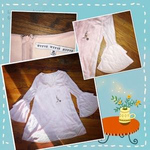 Blush Pink Bell Sleeve Dress